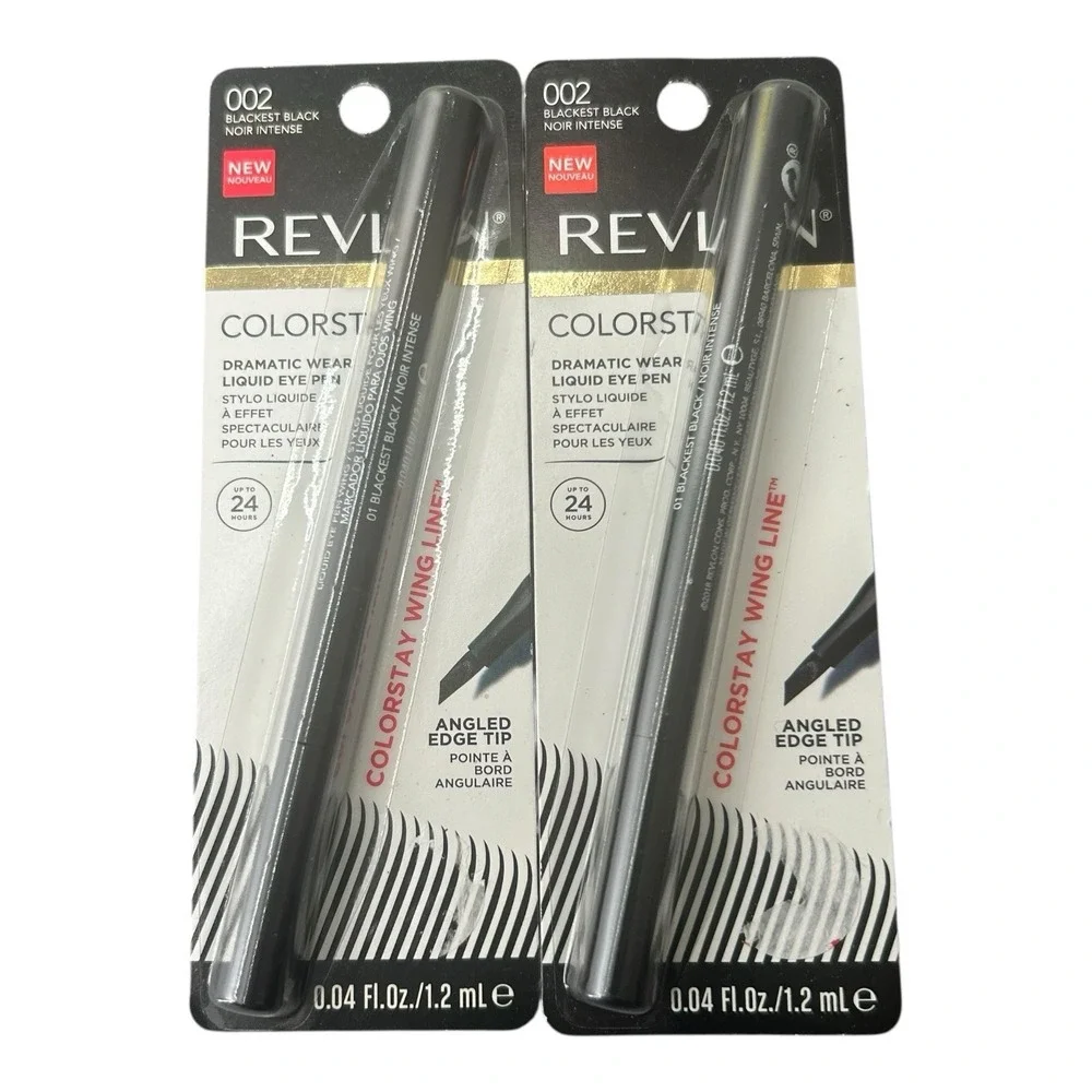 2X Revlon ColorStay Liquid Eye Pen Wing Line Angled‎ Edge Tip 002 Blackest Black